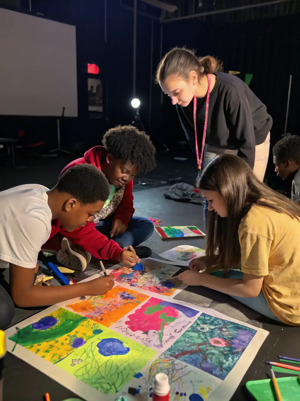 Students from ETOILE SPORTIVE DU COLLEGE MERIDIEN are working together during a team-building exercise, showcasing the importance of collaboration and mutual support.
